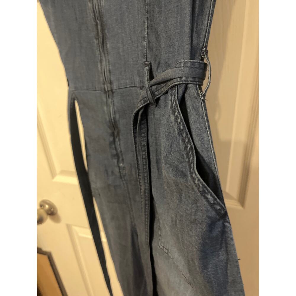 Tensel Light Weight Dark Denim Romper Jumpsuit Stretch Sz M oversized - Picture 8 of 9